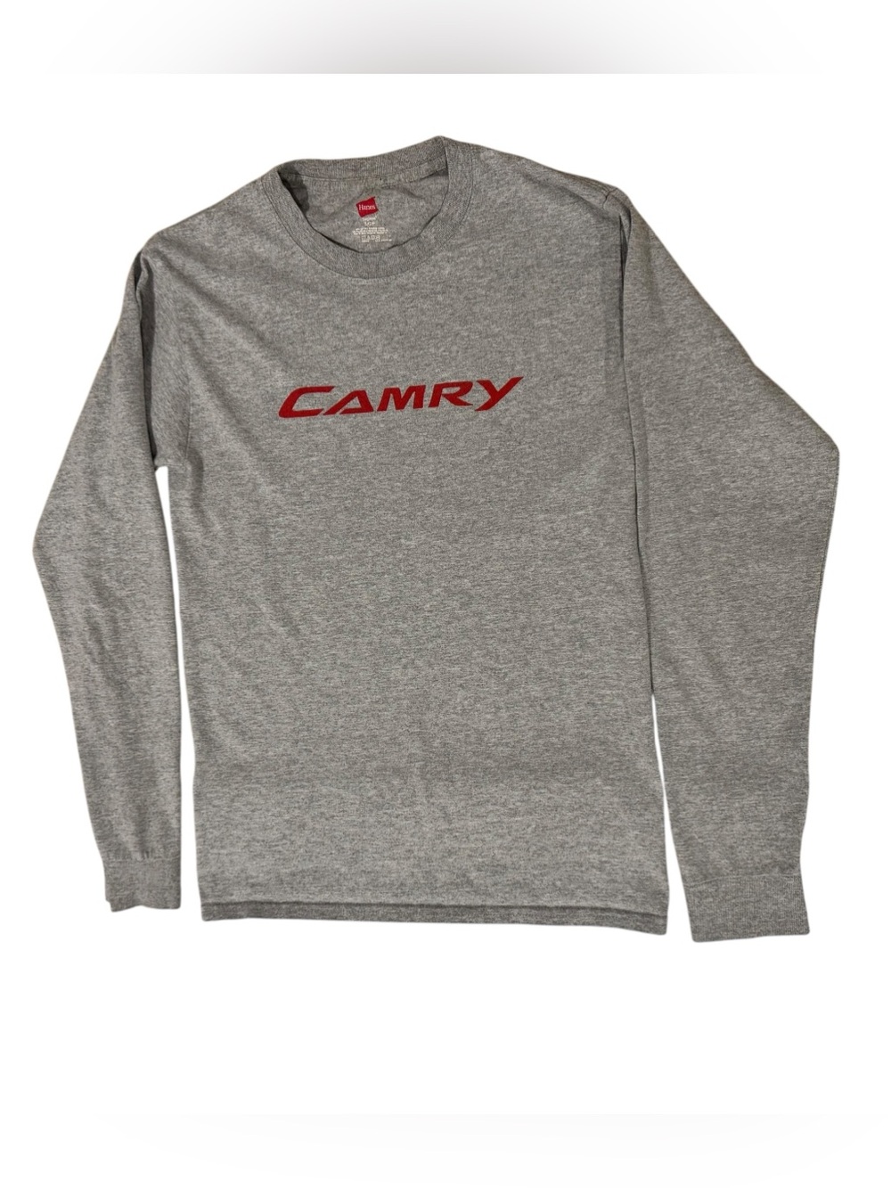 Toyota Camry Logo Long Sleeve T Shirt Hanes Tagless Gray Red size Small